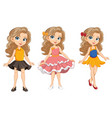 beautiful women with cartoon characters vector image