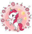 cute cartoon unicorn with flowers vector image