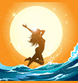 girl running on the beach vector image vector image