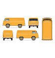 vintage yellow minivan mockup vector image vector image