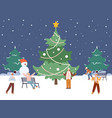 winter walking people meeting friends vector image vector image
