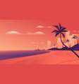 coastal resort city at vivid sunset on ocean vector image