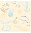 sealife hand drawn seamless pattern vector image vector image