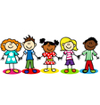 stick-figure-ethnic-diversity-kids-t vector image