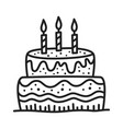 black birthday cake doodle drawing vector image