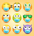 emoticons emoji collection cartoon yellow vector image