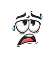 thick and tired emoticon face with drops sweat vector image