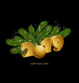 christmas green pine branches and 2019 year vector image vector image