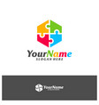 colorful puzzle logo design template puzzle logo vector image