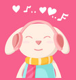 happy valentines day with bunny rabbit listening vector image vector image