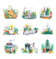 ecology and save nature environment icons vector image