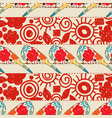 flowers stripes and birds seamless pattern vector image vector image