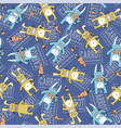 seamless puttern with funny rabbits and carrots vector image