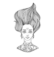 young beautiful woman with tattoo flower peony vector image