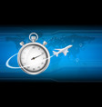 plane flies around stopwatch fast shipping vector image vector image