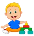 cartoon baby is playing with educational toys vector image
