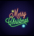 christmas neon lettering with merry xmas vintage vector image