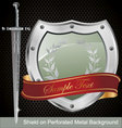 shield on perforated metal background vector image vector image