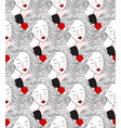 seamless pattern with womens faces vector image