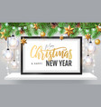 merry christmas and happy new year poster vector image