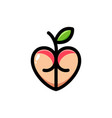 peach fruit logo combination with love shape icon vector image