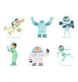 space characters mascots of astronauts in cartoon vector image