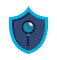 magnifying glass in shield isolated icon vector image