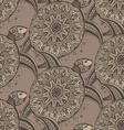 seamless pattern hand drawn brown doodle turtles vector image