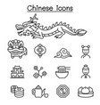 chinese icon set in thin line style vector image