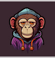 monkey head face mascot logo geek chimpanzee vector image