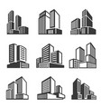 office buildings houses line and bold icons set vector image vector image