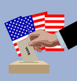 hand putting voting paper in ballot box vector image