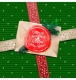 christmas greeting card merry gift box vector image vector image