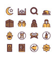 muslim color linear icons set vector image
