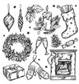 sketch christmas gifts icon set vector image vector image