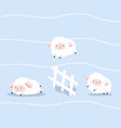 cute sheeps jumping with fence good night vector image