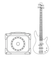 electric bass guitar and amplifier vector image