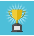 gold winner cup on blue background vector image