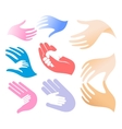 isolated abstract adult and child hands logo set vector image vector image