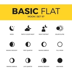 Basic set moon icons Royalty Free Vector Image