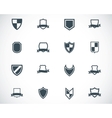 black icon shield icons set vector image vector image