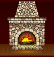fireplace at home pop art vector image
