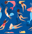 swimmers girls and mermaids pattern vector image vector image