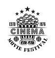 popcorn and 3d glasses emblem for cinema vector image