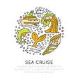 sea cruise hand draw cartoon icon concept waves vector image