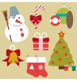 christmas retro icons elements vector image