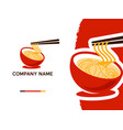 red noodles bowl with chopstick logo design vector image vector image