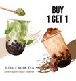 matcha and brown sugar bubble milk tea set vector image