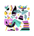 a cute girl spends time at home with book vector image vector image