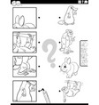 match cartoon animals and clippings game coloring vector image